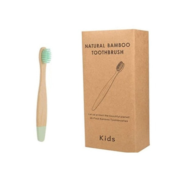 Children's toothbrush made of organic bamboo, with soft and biodegradable fibers. Product with 10 units