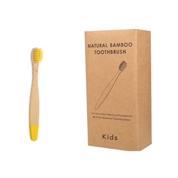 Children's toothbrush made of organic bamboo, with soft and biodegradable fibers. Product with 10 units