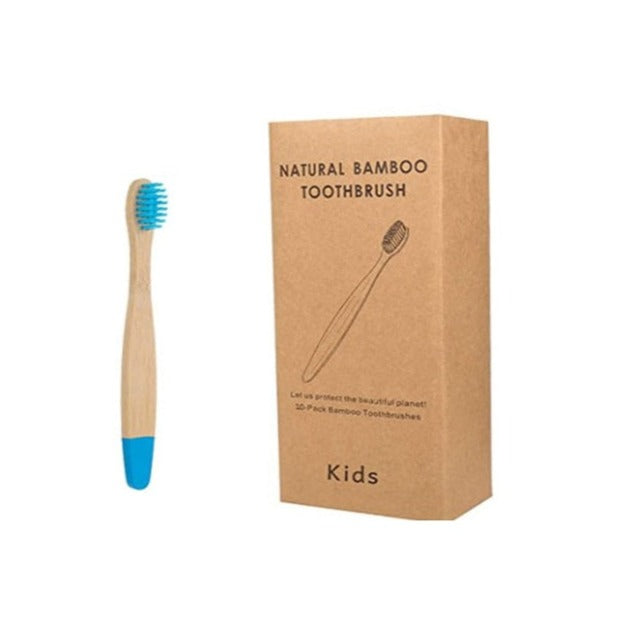 Children's toothbrush made of organic bamboo, with soft and biodegradable fibers. Product with 10 units