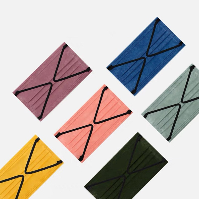 Máscaras Descartáveis Coloridas para Adultos - Proteção Contra Poeira e Germes