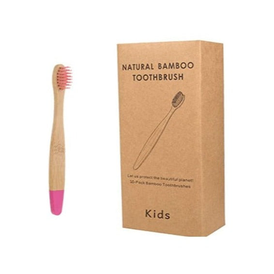 Children's toothbrush made of organic bamboo, with soft and biodegradable fibers. Product with 10 units