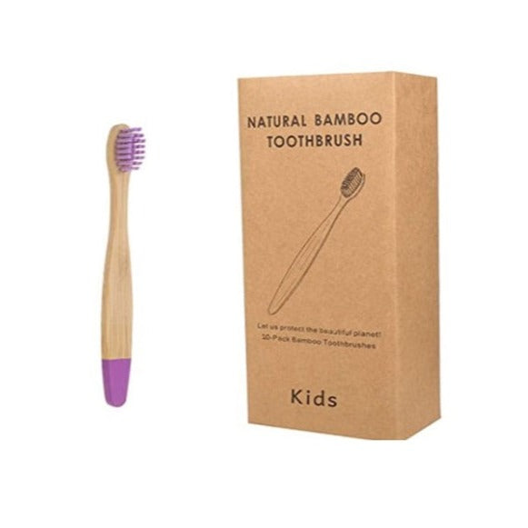 Children's toothbrush made of organic bamboo, with soft and biodegradable fibers. Product with 10 units