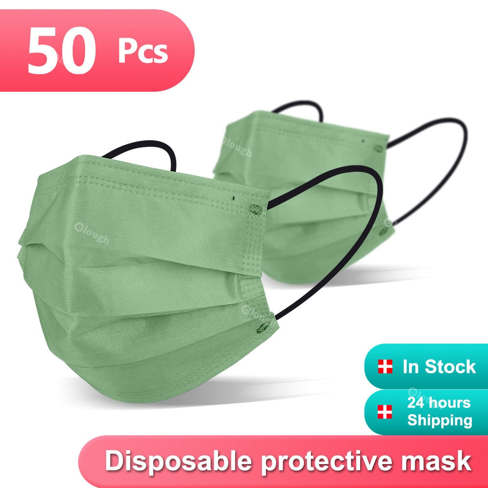 Máscaras Descartáveis Coloridas para Adultos - Proteção Contra Poeira e Germes
