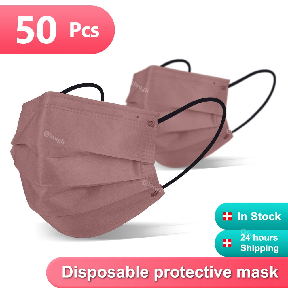 Máscaras Descartáveis Coloridas para Adultos - Proteção Contra Poeira e Germes