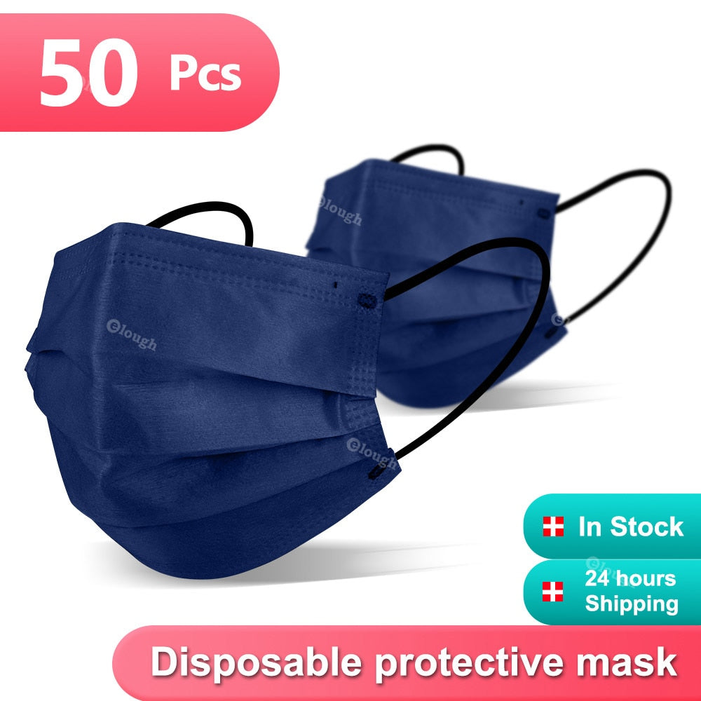 Máscaras Descartáveis Coloridas para Adultos - Proteção Contra Poeira e Germes