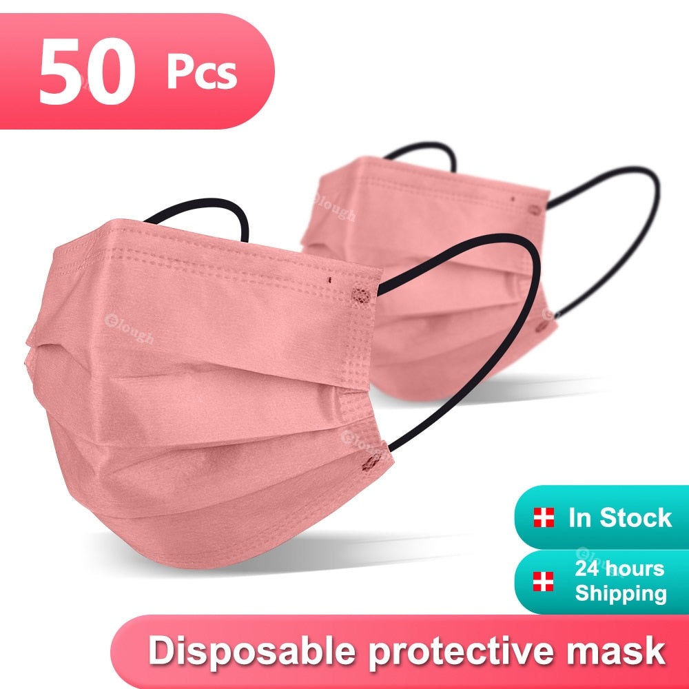 Máscaras Descartáveis Coloridas para Adultos - Proteção Contra Poeira e Germes