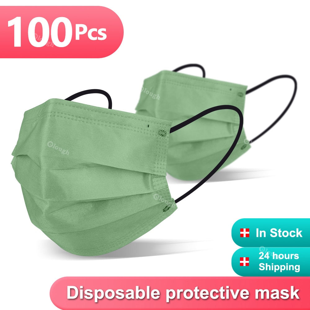 Máscaras Descartáveis Coloridas para Adultos - Proteção Contra Poeira e Germes