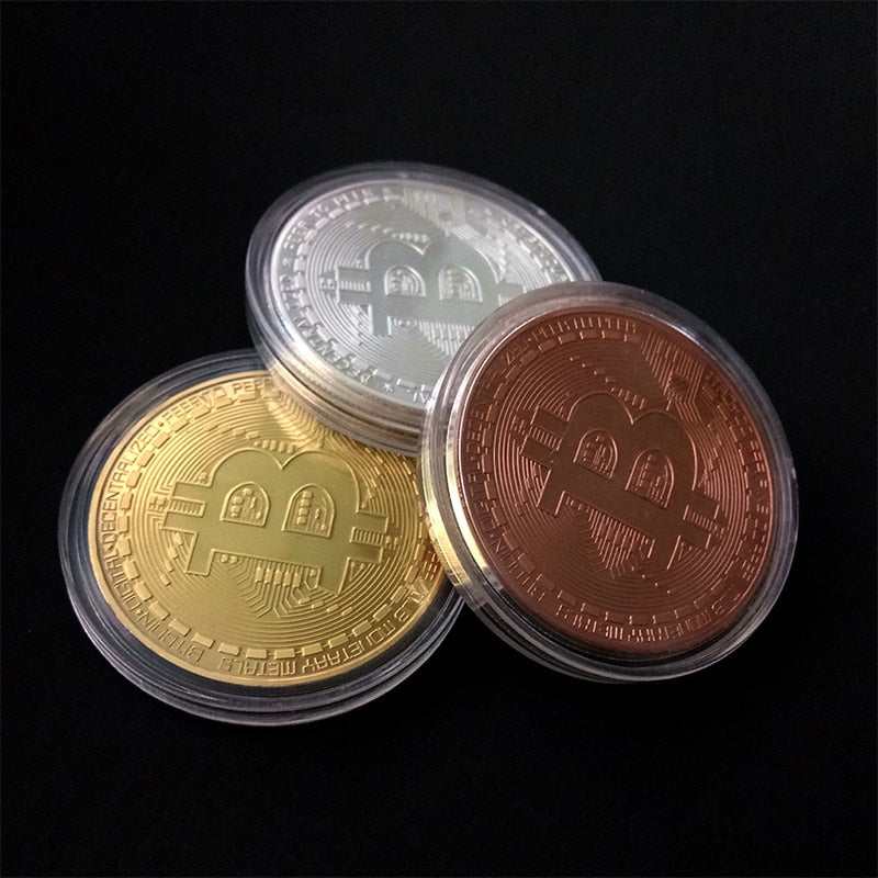 Conjunto de 10 Moedas de Bitcoin colecionáveis