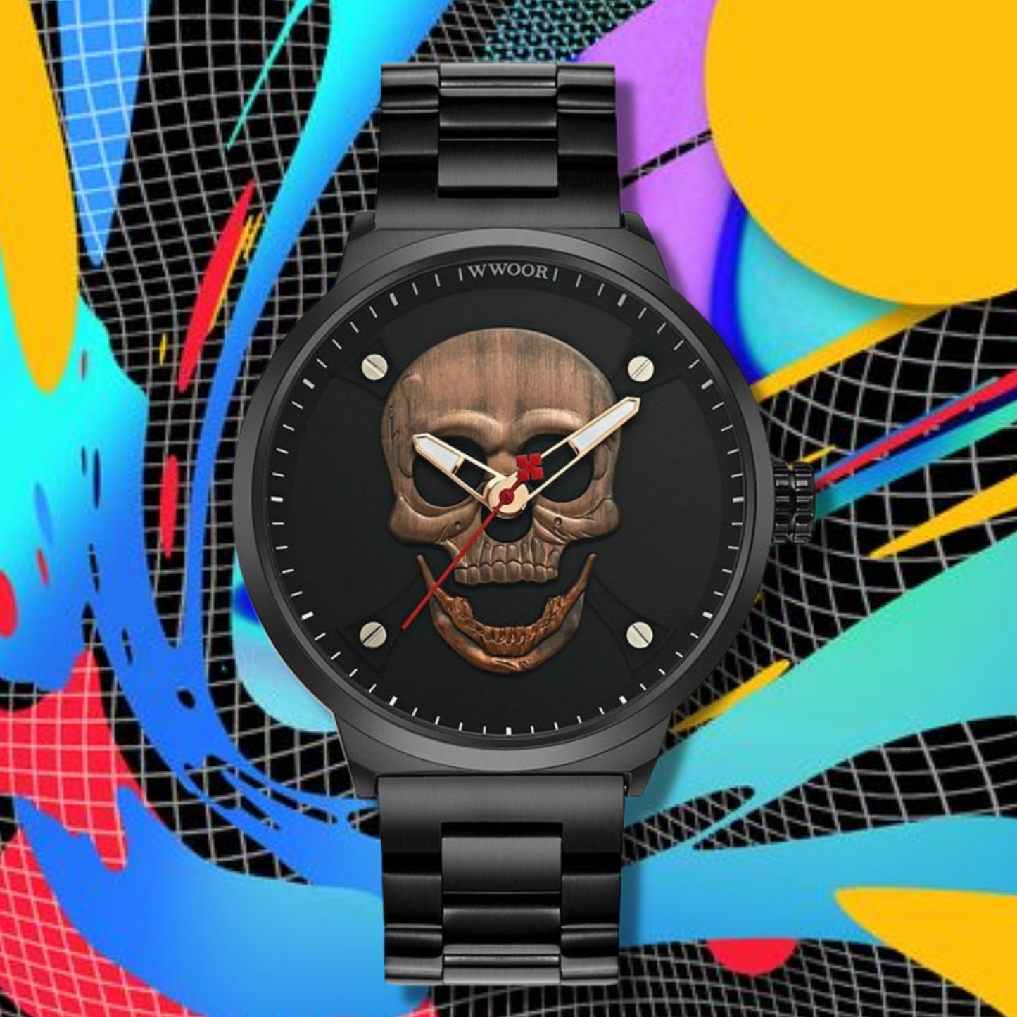 skull metal watch