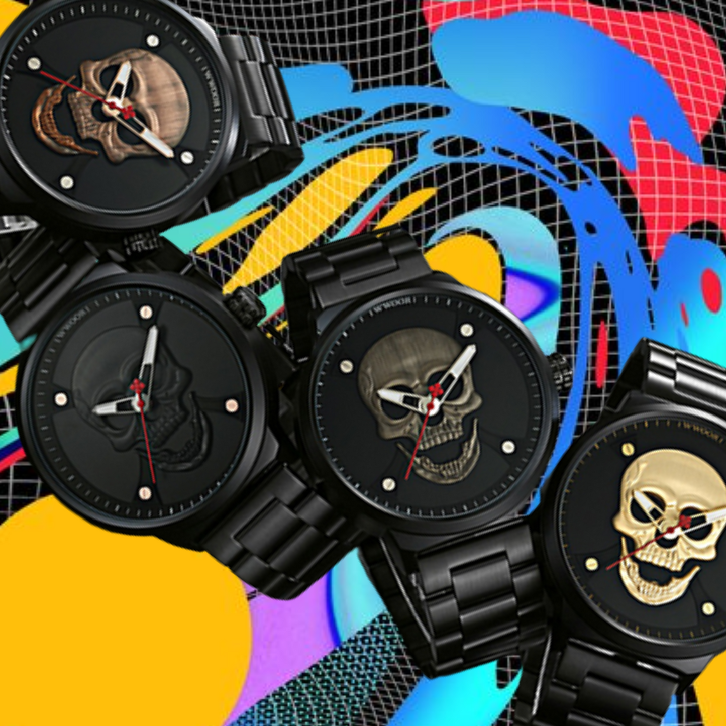 skull metal watch