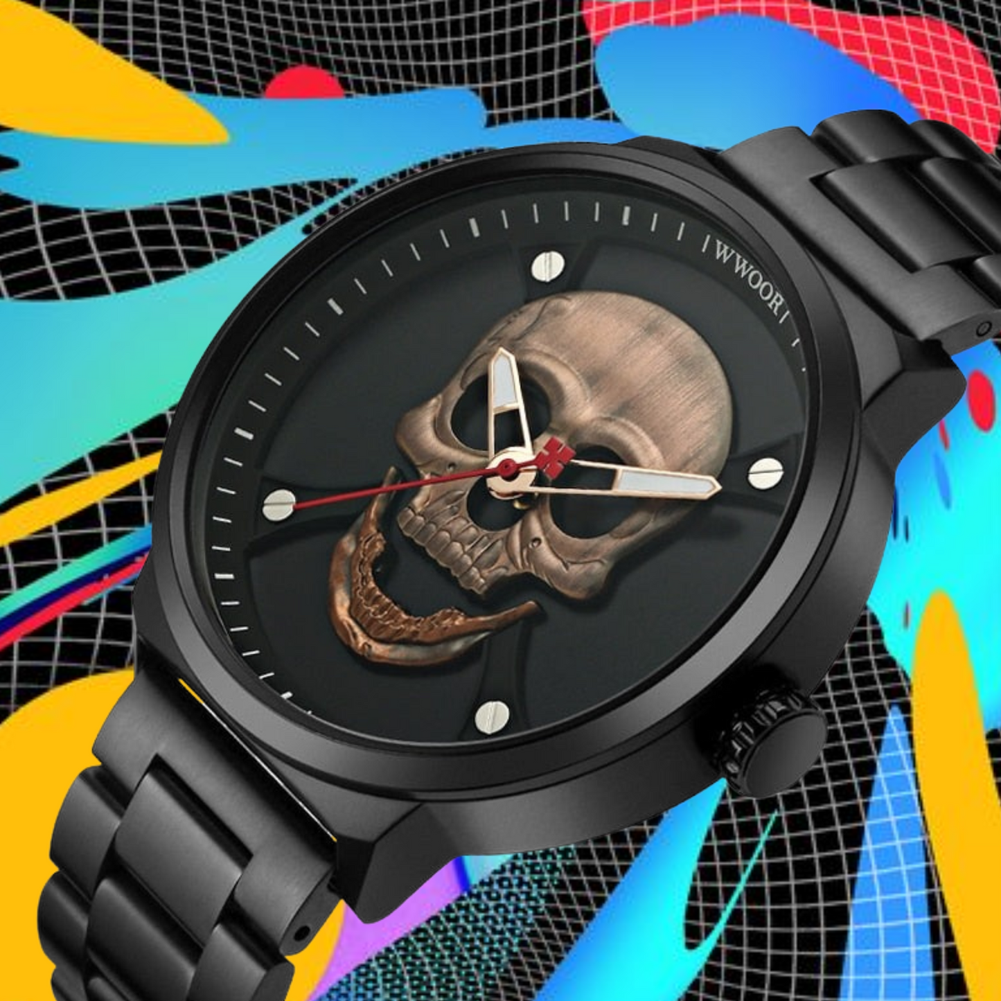 skull metal watch