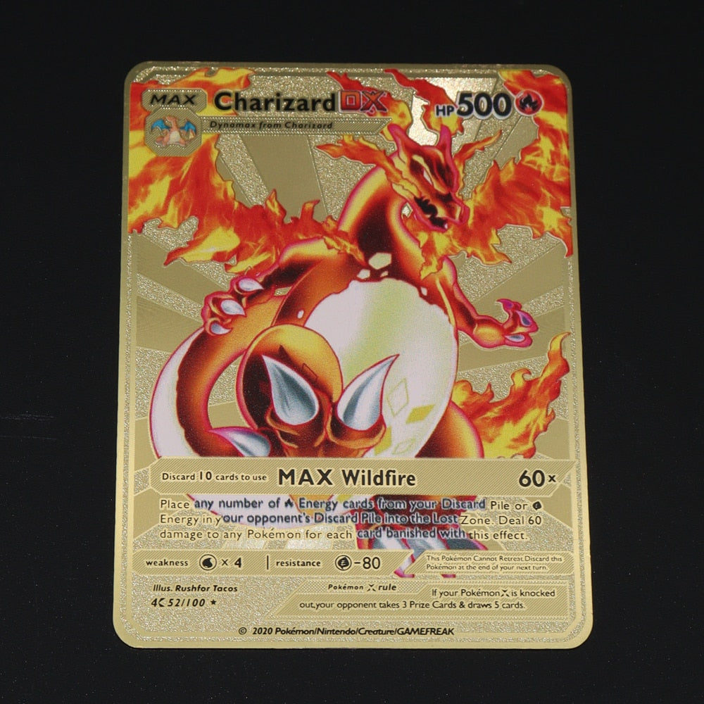 Carta De Pokemon Metal Dourada Charizard Vmax Colecionador