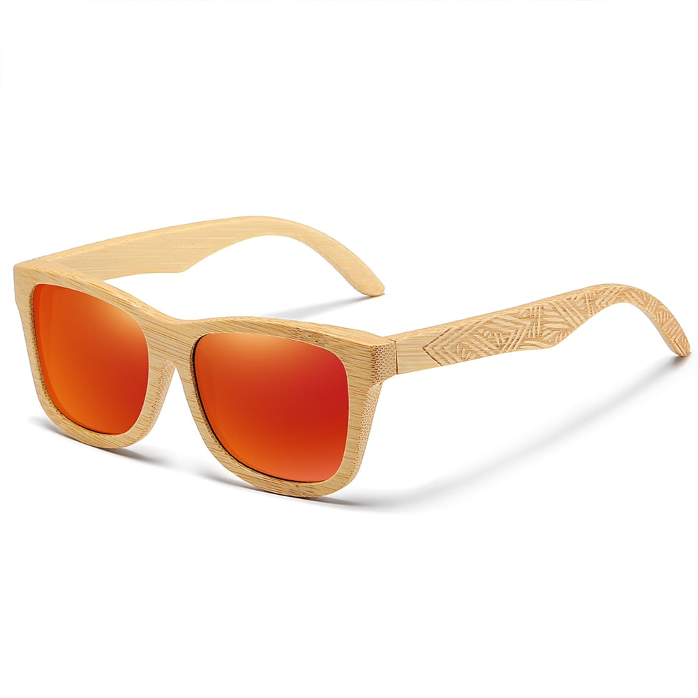 Rectangular polarized sunglasses made with wood