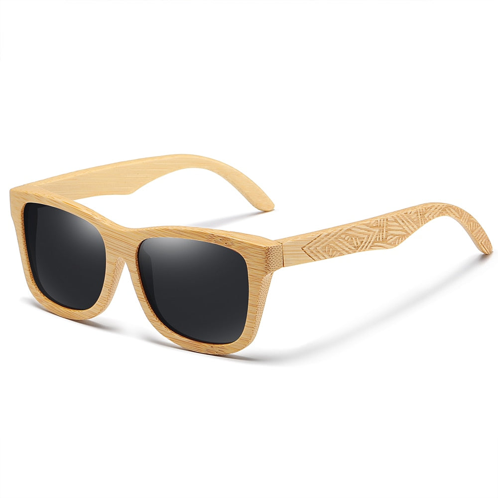 Rectangular polarized sunglasses made with wood