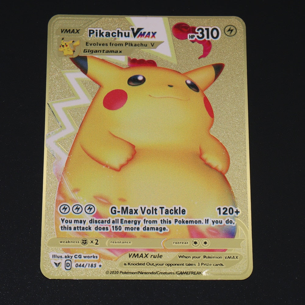 Carta De Metal Pokemon Colecionador Dourada Pikachu Vmax