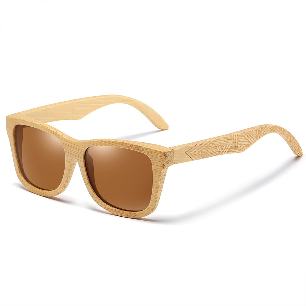 Rectangular polarized sunglasses made with wood