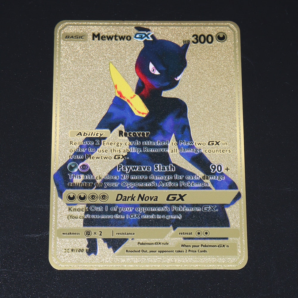 GOLD Mewtwo GX metal collector's Replica
