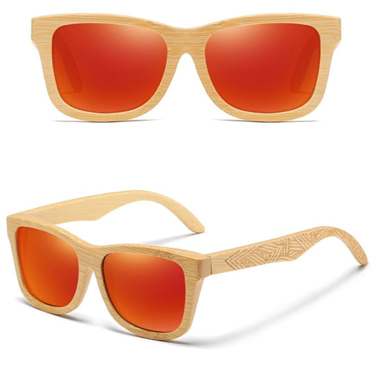 Rectangular polarized sunglasses made with wood
