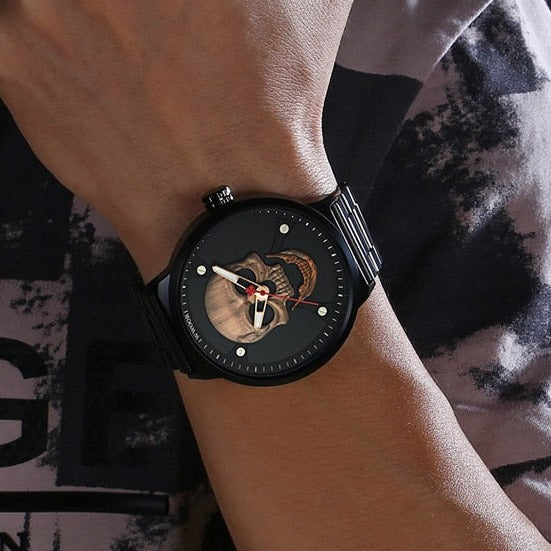 skull metal watch