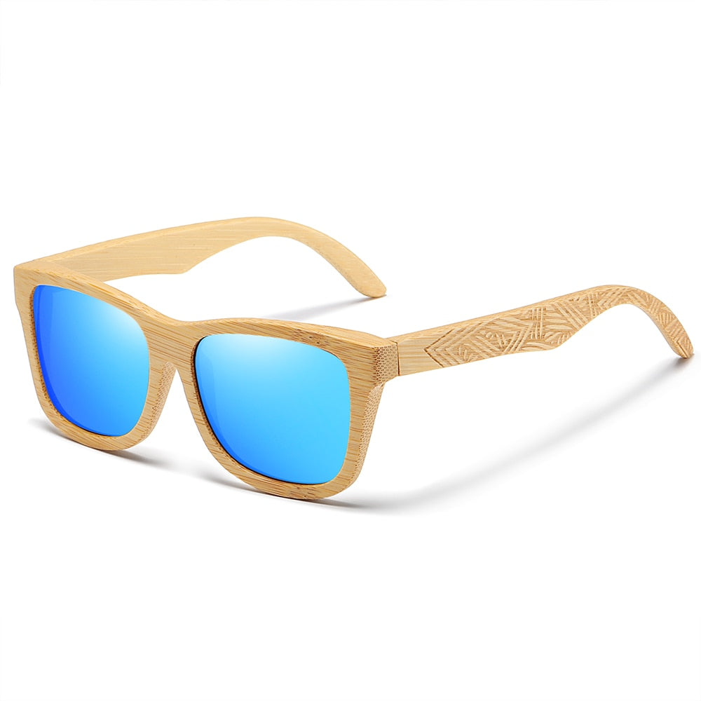 Rectangular polarized sunglasses made with wood