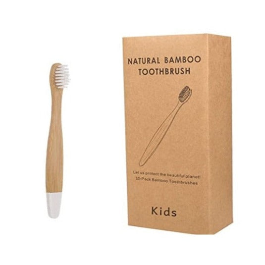 Children's toothbrush made of organic bamboo, with soft and biodegradable fibers. Product with 10 units