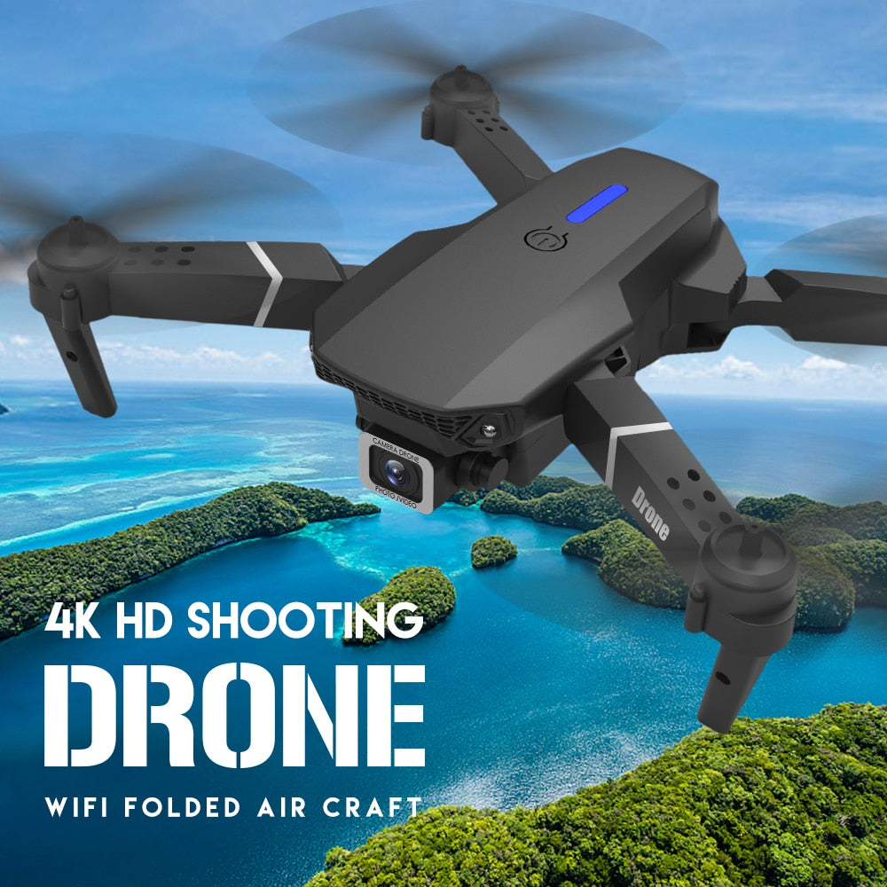 Novo Drone RC E88Pro 4K Profissional com Câmera HD de Ângulo Amplo