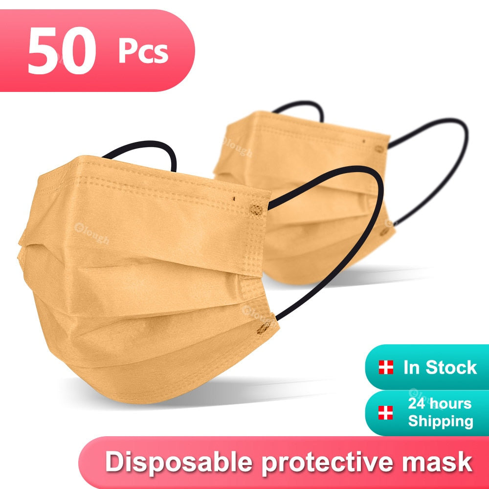 Máscaras Descartáveis Coloridas para Adultos - Proteção Contra Poeira e Germes