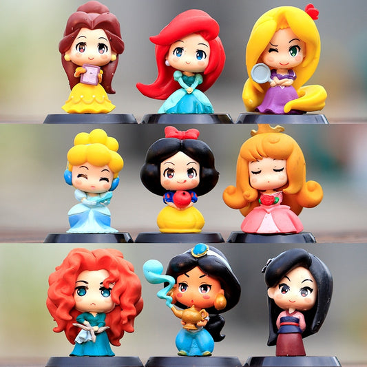 Conjunto de 9 ou 6 bonecas de ação da Disney Vilãs ou princesas