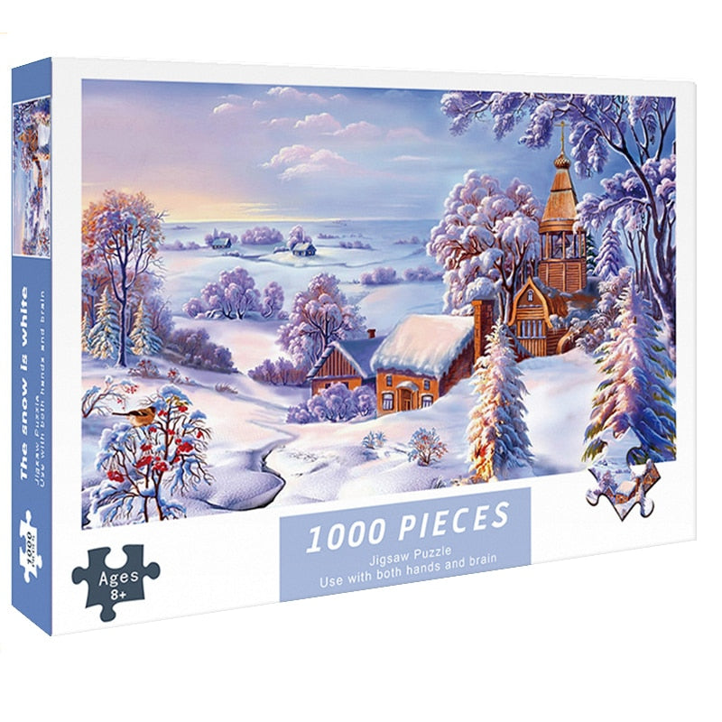 Jogo de Quebra Cabeça de 1000 peças - Snow Mountain Tower